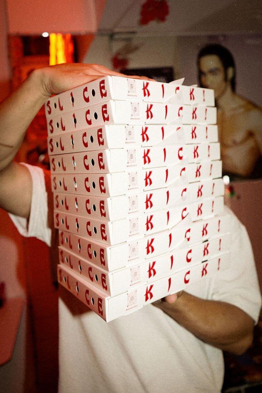 Stack of pizza boxes